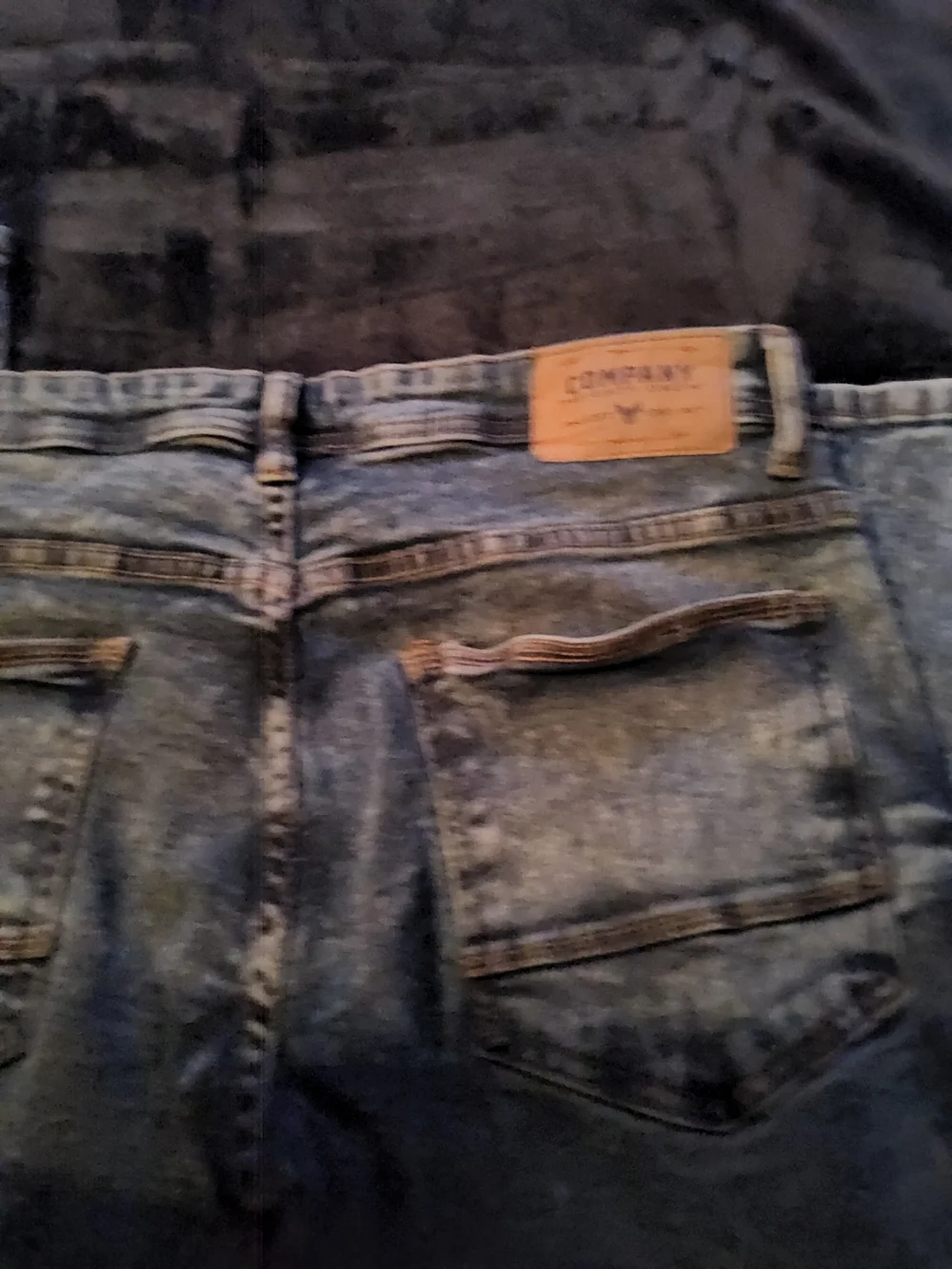 Men's Skinny Acid-Wash Medium Blue Jeans